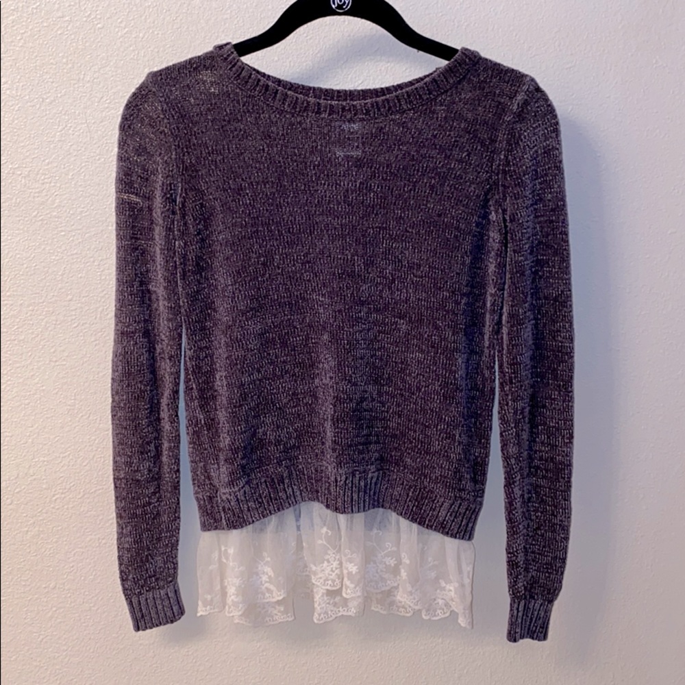 Grey OMG Sweater With Laced Bottom